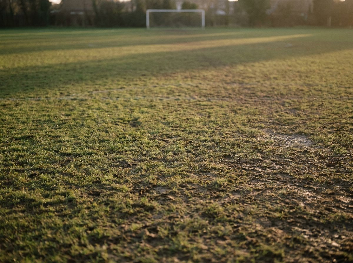 Ein leerer Sportplatz am Abend